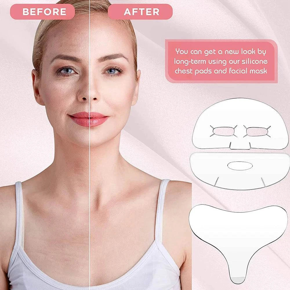 Reusable face & chest silicone anti aging pads